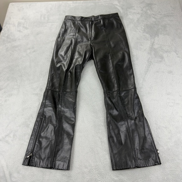 Danier Leather Black Flared Pants Women's Size 6 US - Picture 5 of 13